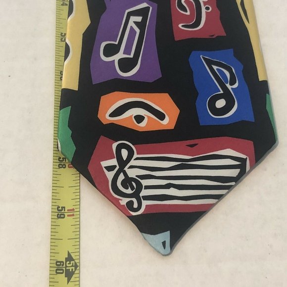 Chesbro Music Co Colorful Music Notes And symbols 100% Silk Tie - Picture 11 of 12